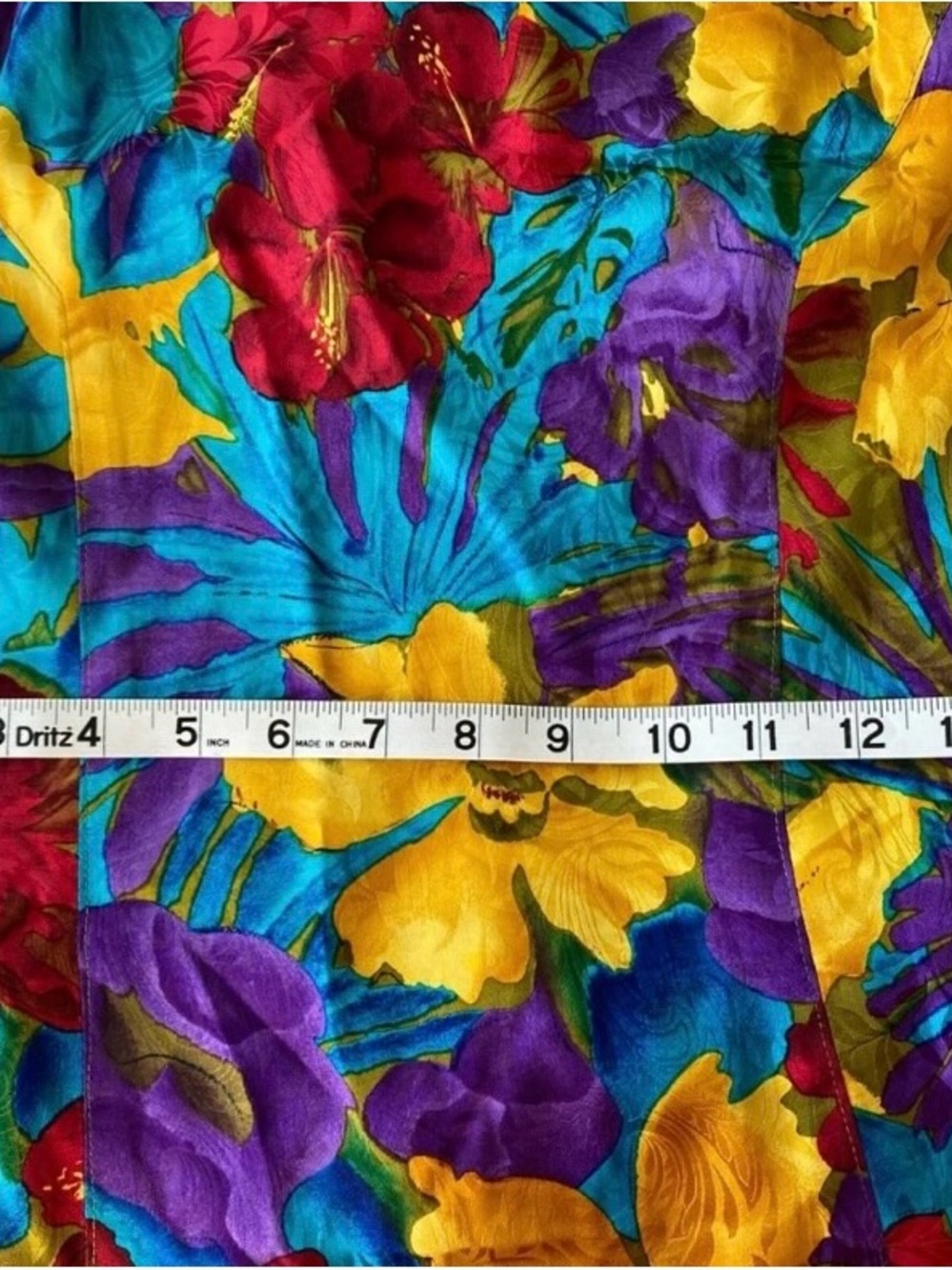 Vintage Gillian 100% Silk Tropical Floral Midi Dress Size 10 Off Shoulder Bright - Picture 7 of 12